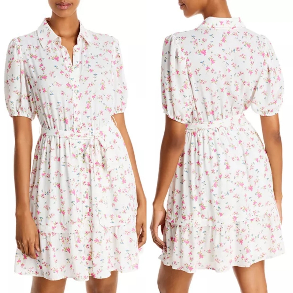 AQUA Ditsy Floral Button Down Dress Size Medium